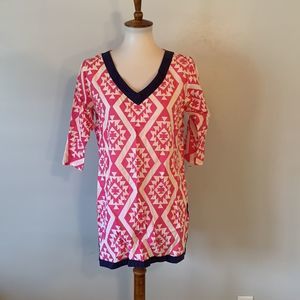 [WB] Pink/White Aztec Boho Tunic - Size Small
